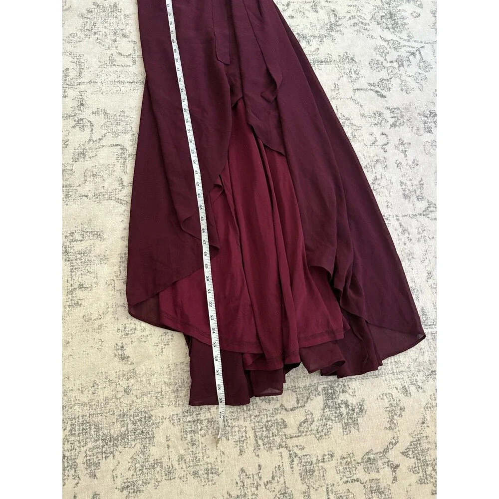 Lulu's Burgundy Ruffled Wrap Maxi Dress - Picture 7 of 8
